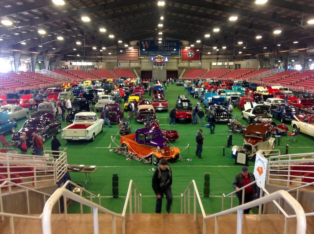 A car show at the Great Smoky Mountains Expo Center.