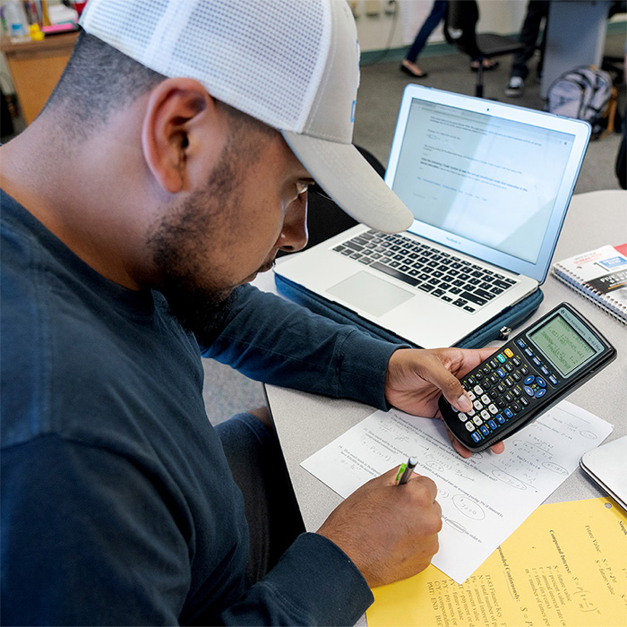 A student doing math.