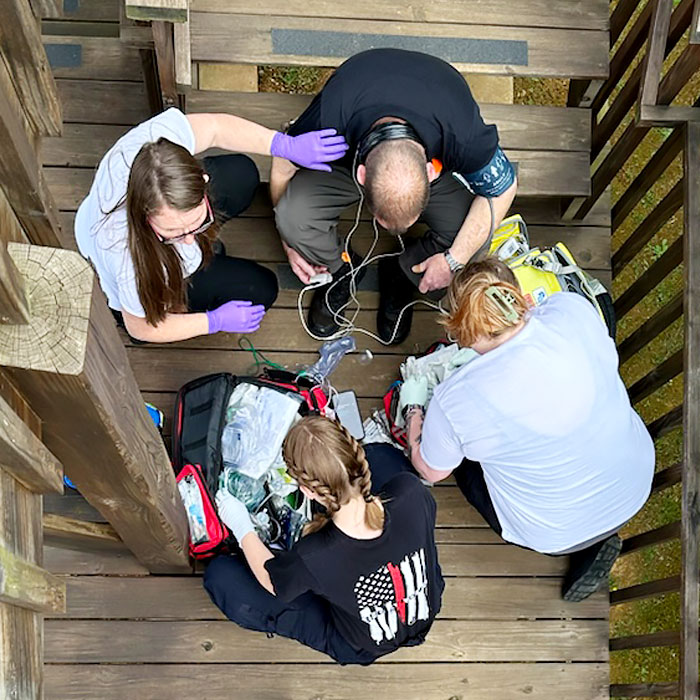 Paramedic Students doing training exercises.