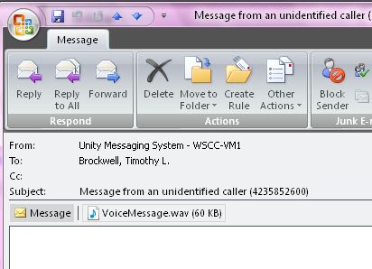 Accessing Unity Voicemails from Outlook