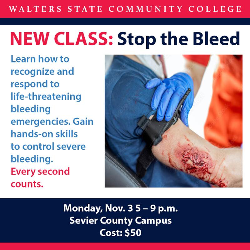 Stop the Bleed Class Coming Nov. 3 to Sevier County Campus